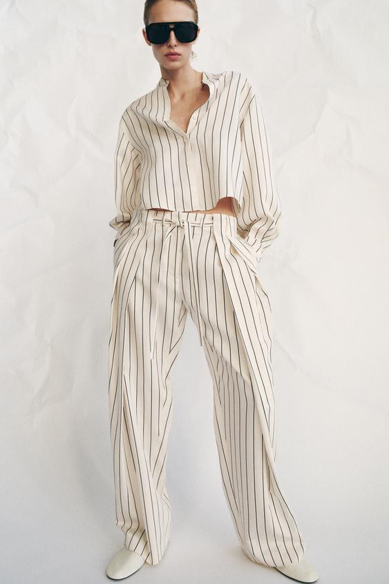 STRIPED PLEATED TROUSERS ZW COLLECTION | Zara UK