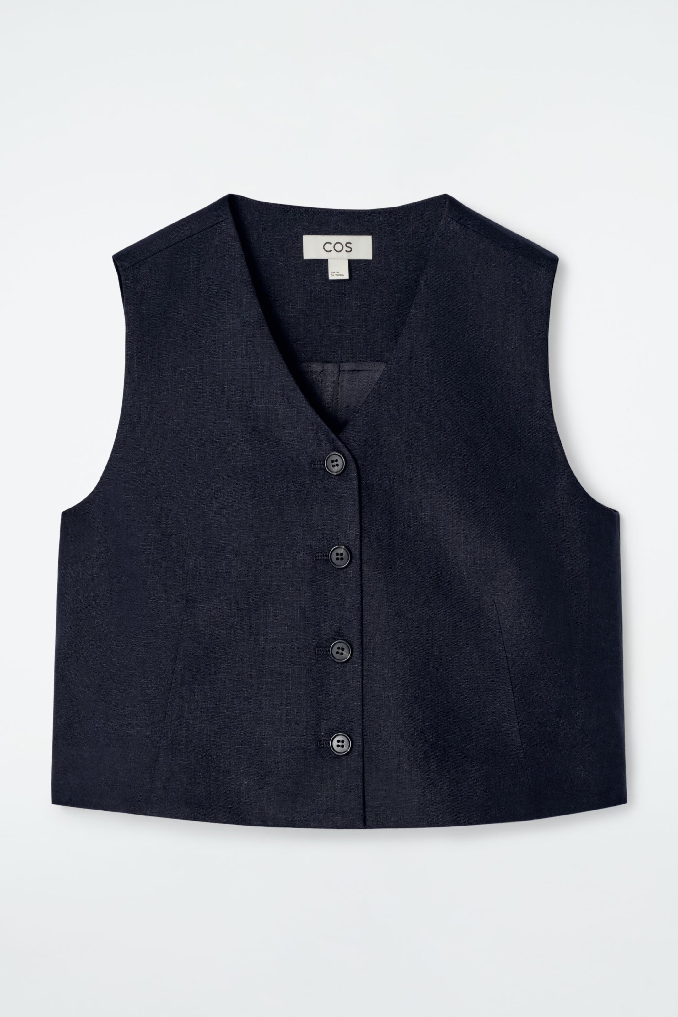 CROPPED LINEN WAISTCOAT - NAVY | COS UK