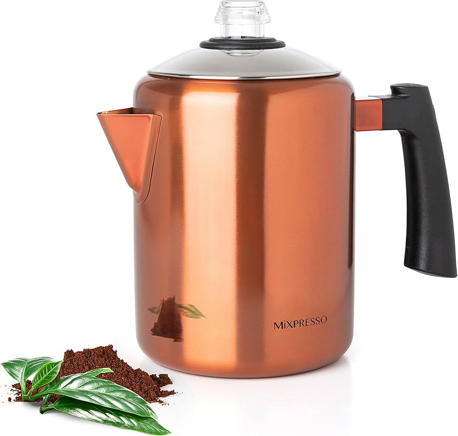 Mixpresso Copper Stainless Steel Coffee Percolator Stovetop, 37oz Classic Percolator Coffee Pot, ... | Amazon (US)