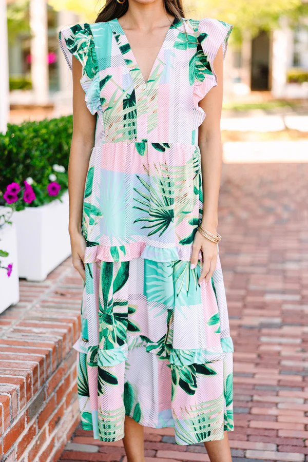 Tropical Dreams Pink Floral Midi Dress | The Mint Julep Boutique