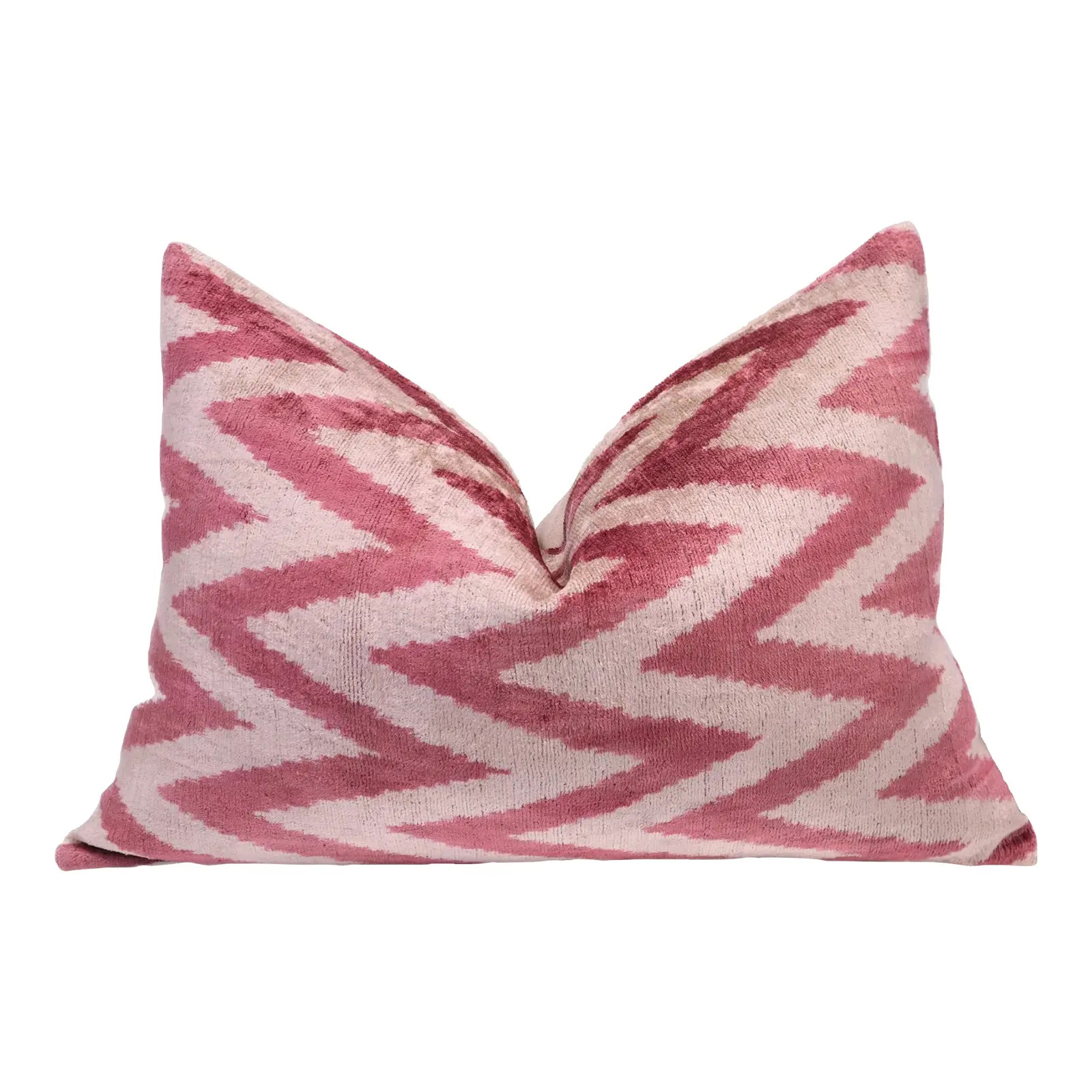 Contemporary Pinkish Red Velvet Throw Pillow & Down Insert | Chairish
