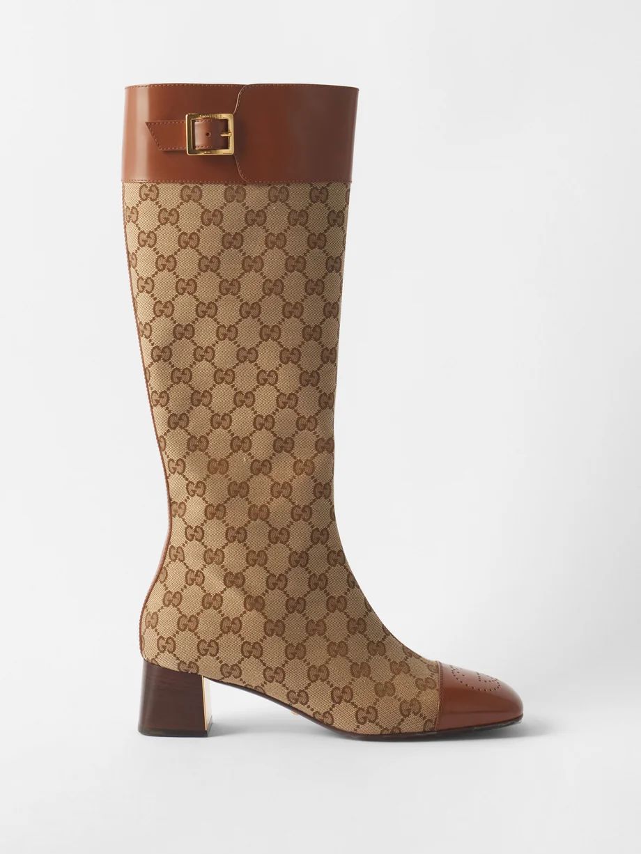 Ellis GG-monogram canvas knee-high boots | Gucci | Matches (US)