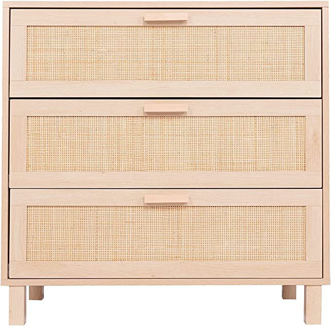 3 Drawer Dresser,Hamilton Rattan Chest of Drawers End Cabinets Storage Corner Bedside Table for B... | Amazon (US)