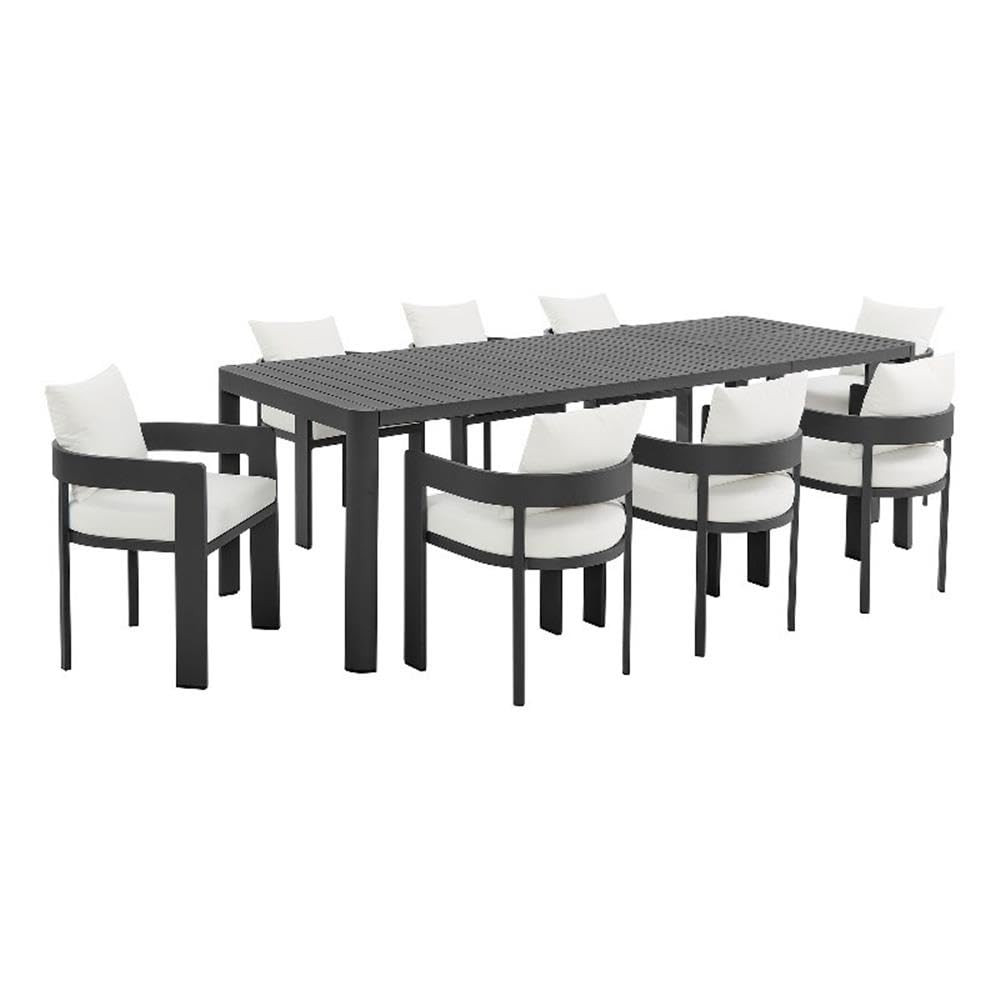 Modway Tahoe Aluminum 9-Piece Patio Dining Set in Gray White | Amazon (US)