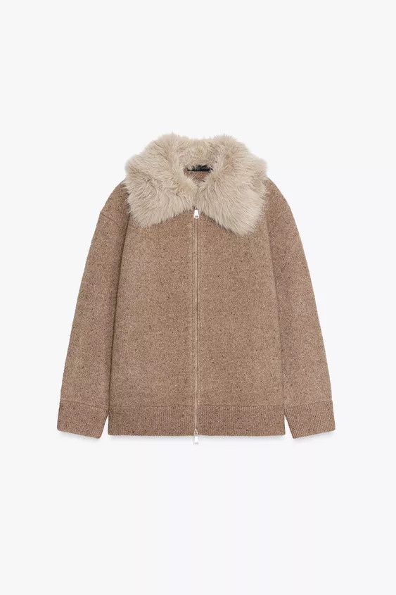 100% WOOL FAUX FUR LAPEL JACKET | Zara UK