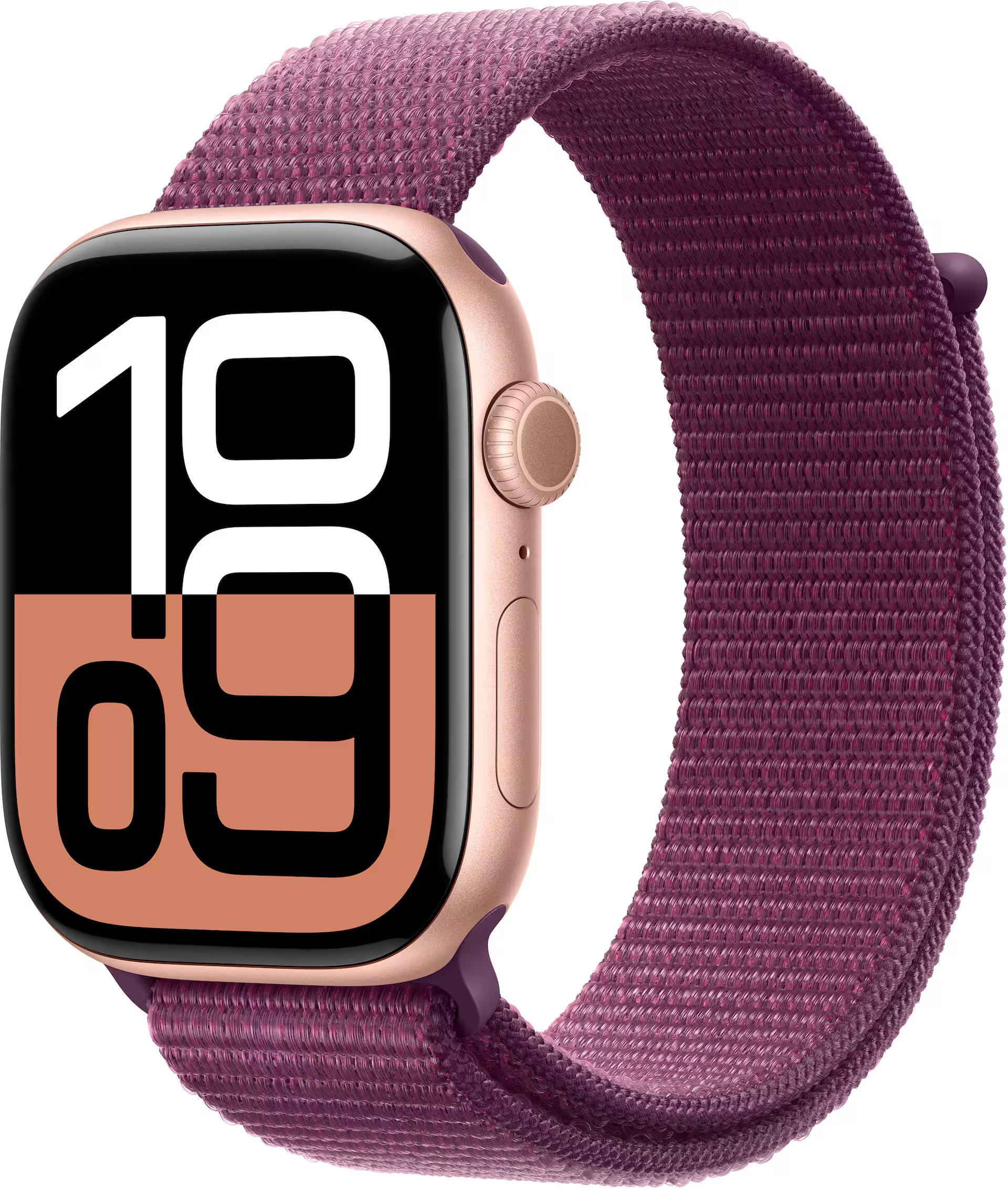 Apple Watch Series 10 (GPS) 46mm Aluminum Case with Plum Sport Loop - Rose Gold - (2024) | Best Buy U.S.