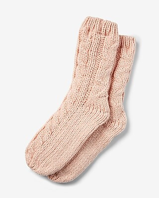 Fleece Lined Cable Knit Socks | Express