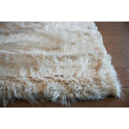5x7 ft Sheepskin Ultra Soft Shag Rug Faux Fur Sheep-Hide Skin Solid Beige Color Decorative Modern Pl | Walmart (US)