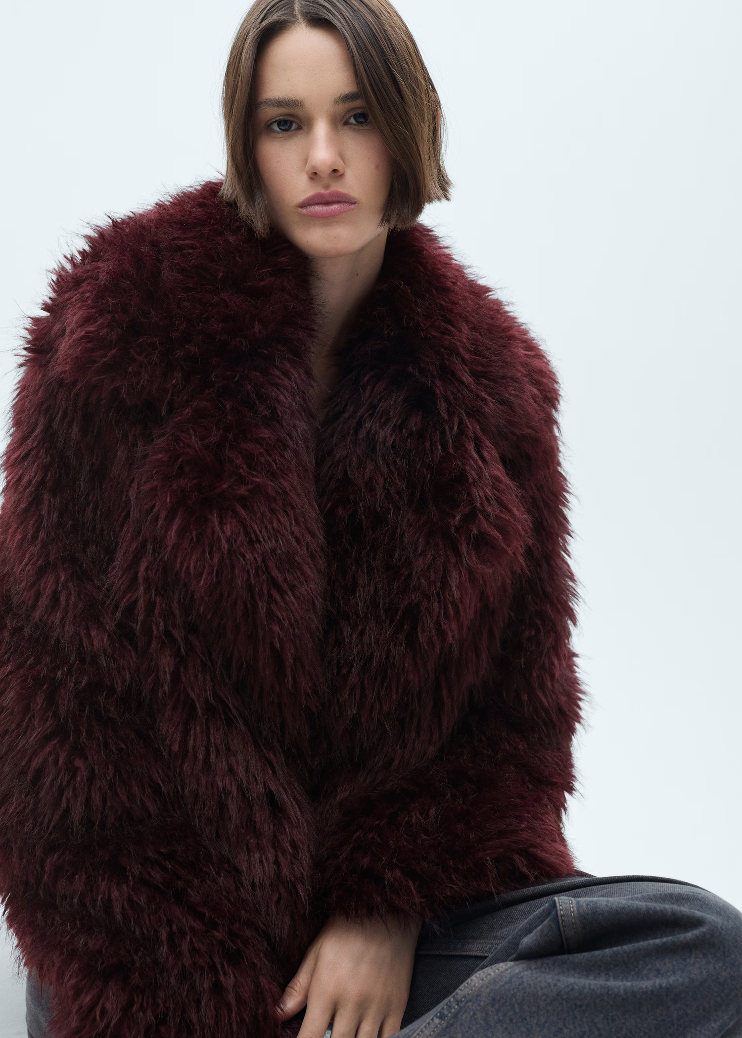 Fur-effect jacket with lapels - Women | MANGO USA | Mango (US/MX/AU)