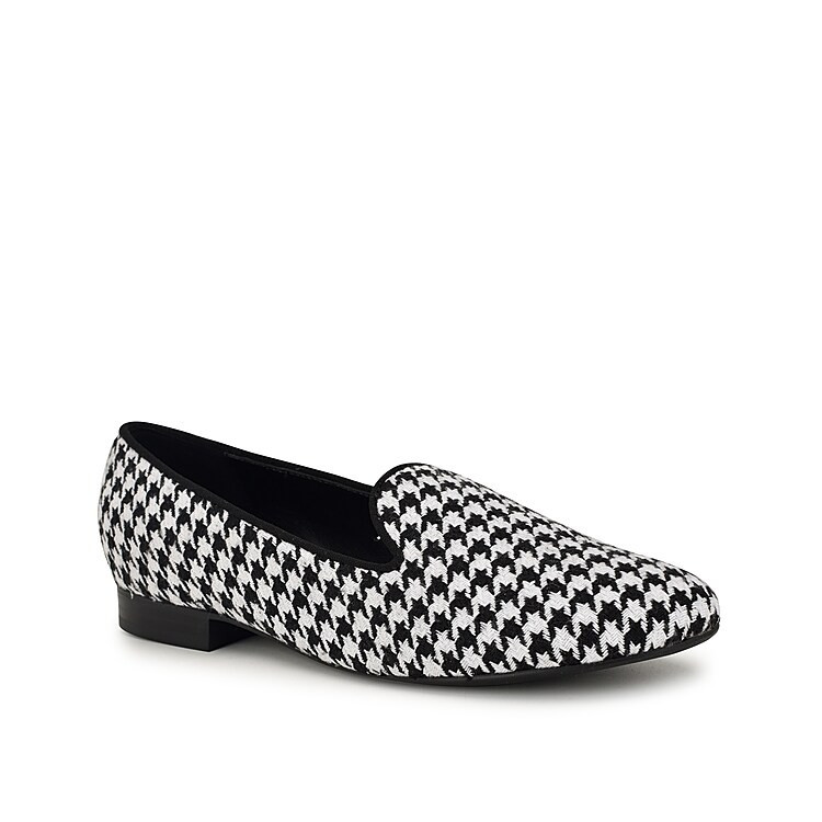 Nine West Renold Loafer | Women's | Black/White Houndstooth Print Fabric | Size 8 | Flats | Loafers | DSW