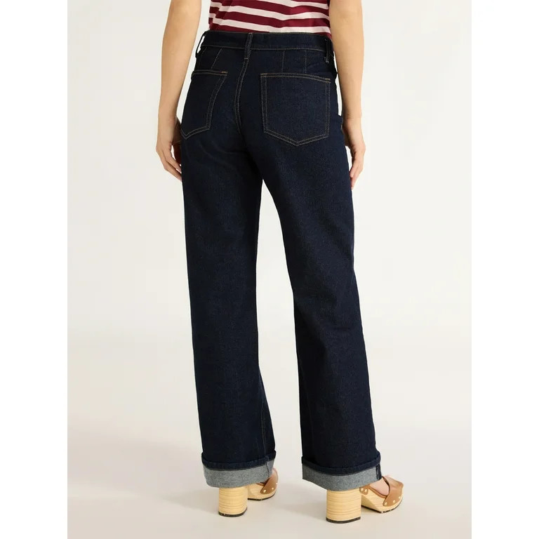 Free Assembly Women's Wide Leg High Rise Pintuck Jeans, 29” Inseam, Sizes 0-20 - Walmart.com | Walmart (US)