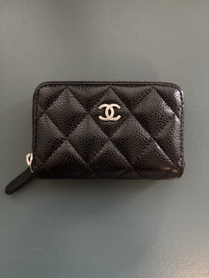 Chanel CLASSIC ZIPPED COIN PURSE (Grained Calfskin & Silver Metal Black) | eBay UK