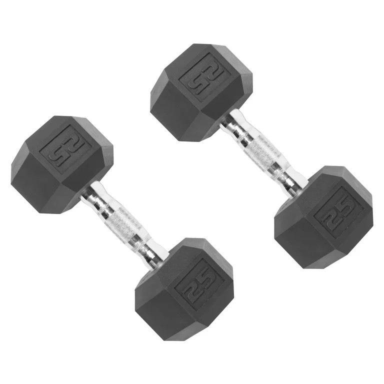 CAP 150 lb Coated Rubber Hex Dumbbell Weight Set with A-Frame Rack, Black - Walmart.com | Walmart (US)