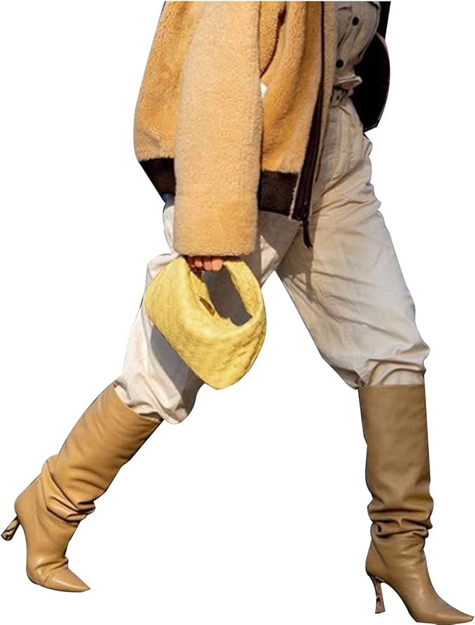 Women's Pu Hand-woven Portable Bags,Dumplings Retro Shoulder Bag Soft Leather Evening Handbags | Amazon (US)