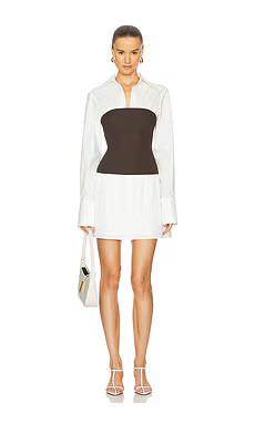 Anna Quan Claudia Dress in Swan & Dark Cocoa from Revolve.com | Revolve Clothing (Global)