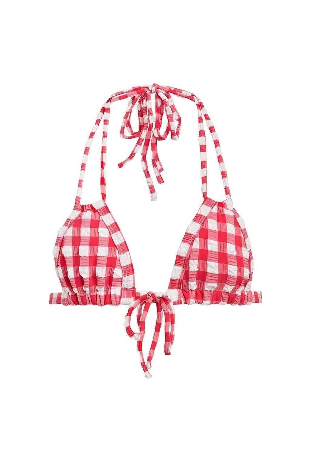 Red Gingham Euro Bow Bikini Top | Montce