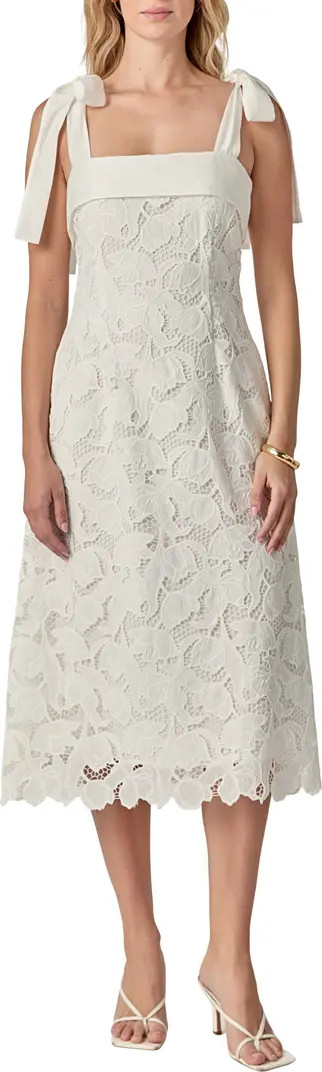 Tie Strap Lace Midi Dress | Nordstrom