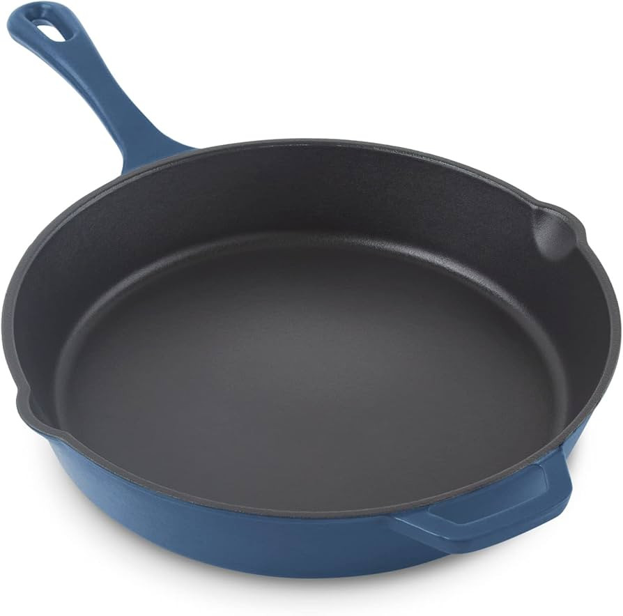 Zakarian by Dash 11 Inch Nonstick Cast Iron Skillet, Titanium Ceramic Coated Frying Pan, Blue | Amazon (US)