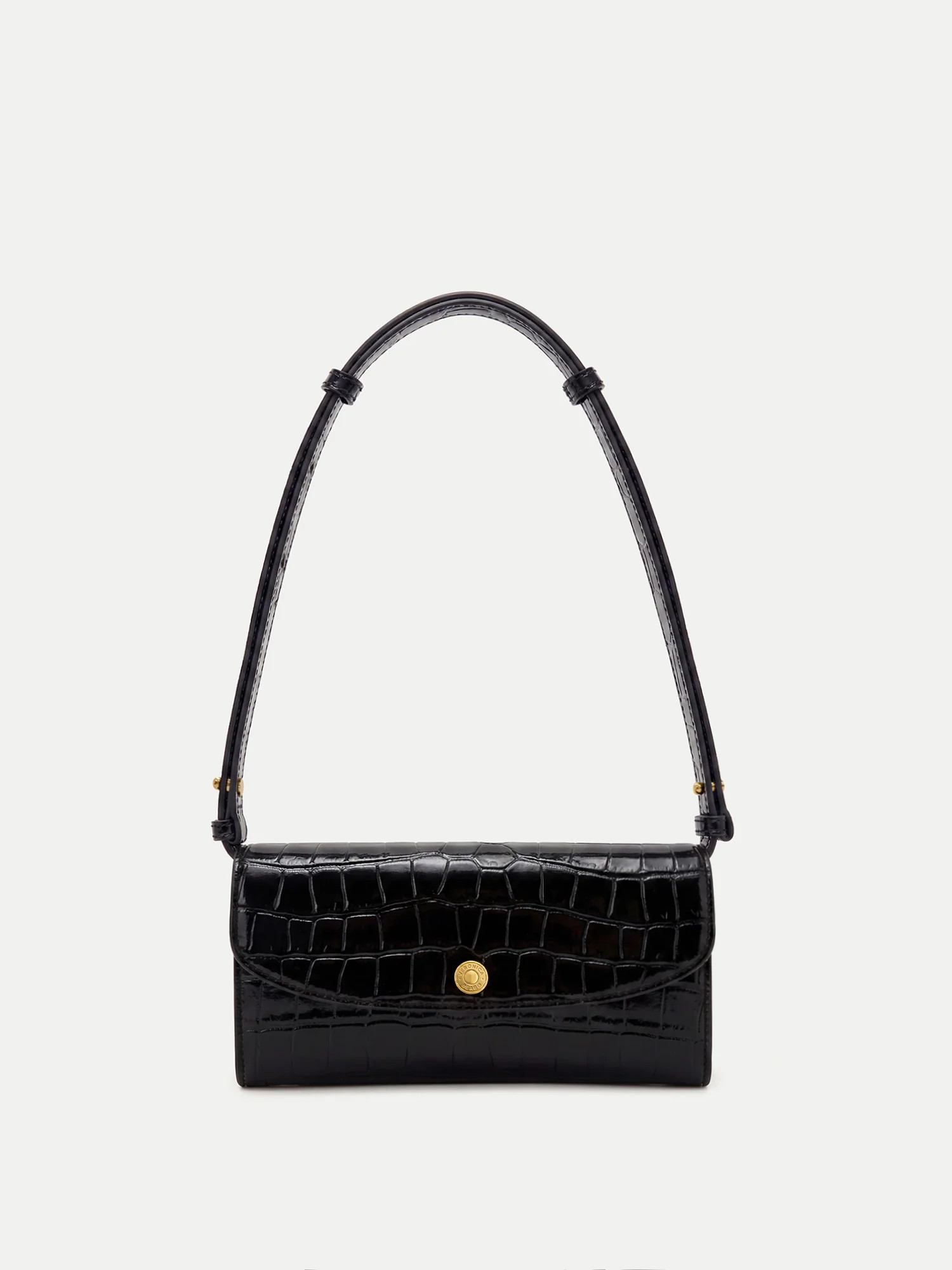 Croc-Embossed Crossbody Wallet in Black | Veronica Beard | Veronica Beard