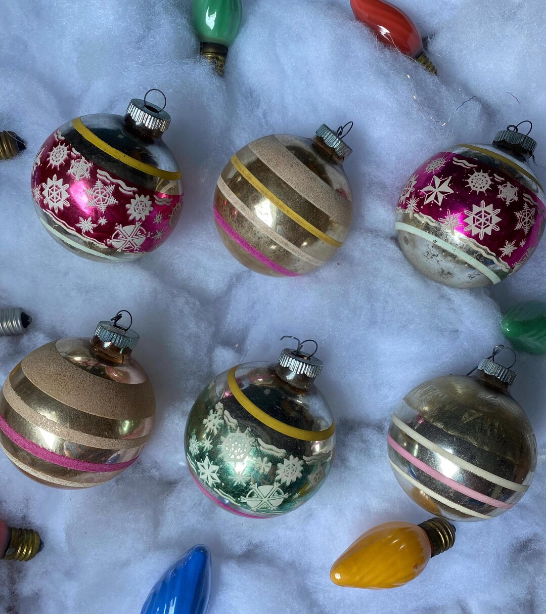VINTAGE Shiny Brite Fancy Glass Christmas Tree Ornament, Choice of one Stenciled | Etsy (US)