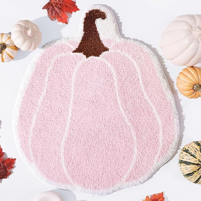 TRUEDAYS Bathroom Rugs Halloween Pink Rug Cute Pumpkin Bath Mat for Living Room, Bedroom Small Fl... | Amazon (US)