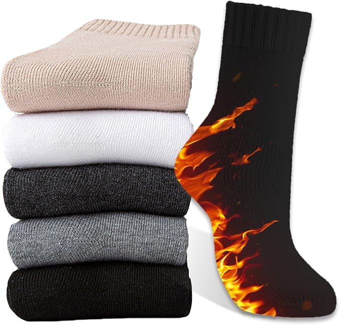 VoJoPi Winter Thermal Socks for Women - 5 Pairs Thick Warm Ladies Cozy Wool Crew Boot Socks, US 5... | Amazon (US)