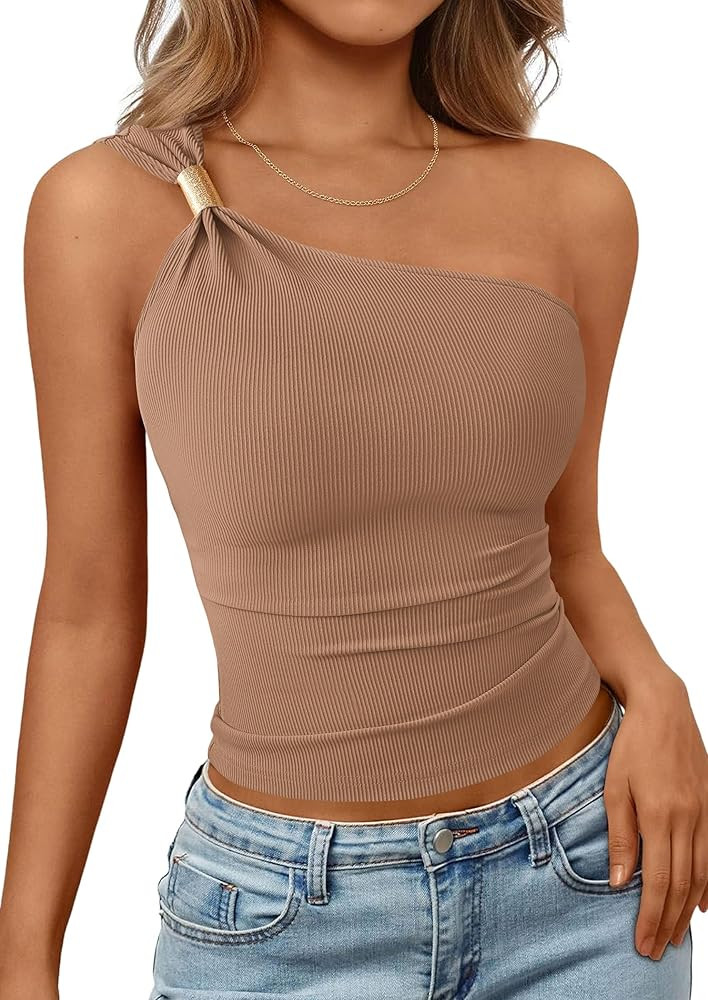 PRETTYGARDEN One Shoulder Going Out Tops for Women Trendy 2026 Summer Y2K Clothes Sleeveless Fitt... | Amazon (US)