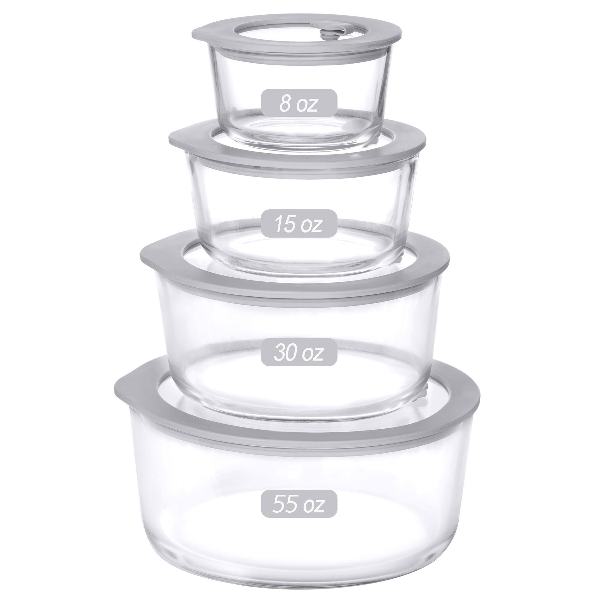 Glass Food Containers with Glass Lid, Microwave Safe Glass Food Storage Container, Large 4 Pack Round Shape, Glass Food Containers with Lids, Glass Meal Prep containers with Leak Proof Lid. | Amazon (US)