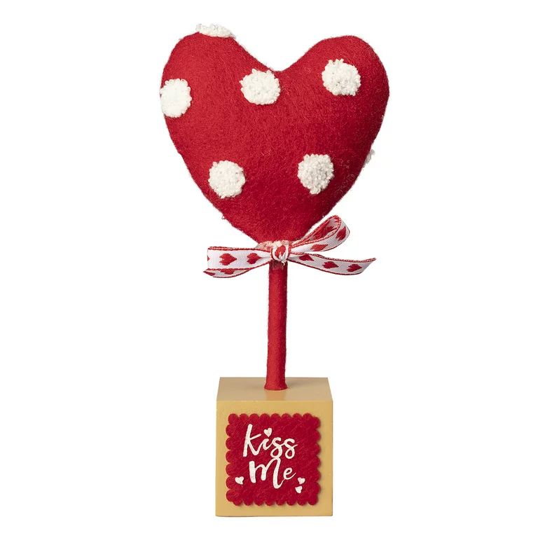 Way to Celebrate Valentine's Day Small Red Fabric Heart Tabletop Decoration, 8.5" Tall | Walmart (US)