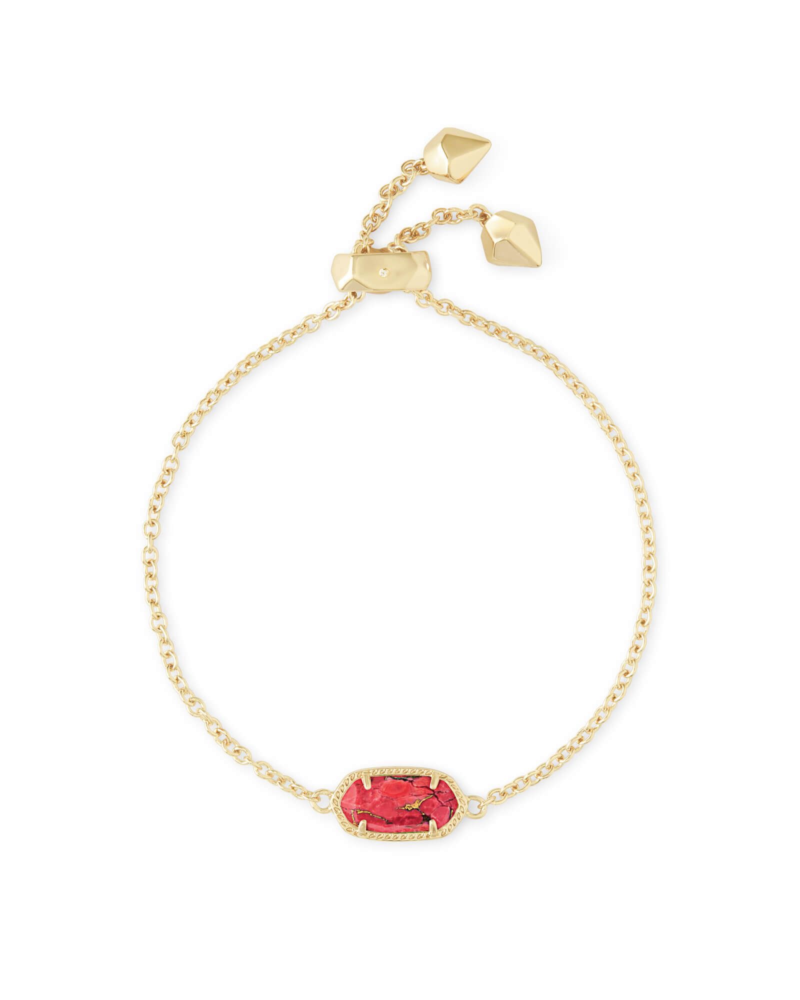 Elaina Gold Adjustable Chain Bracelet in Bronze Veined Red Magnesite | Kendra Scott