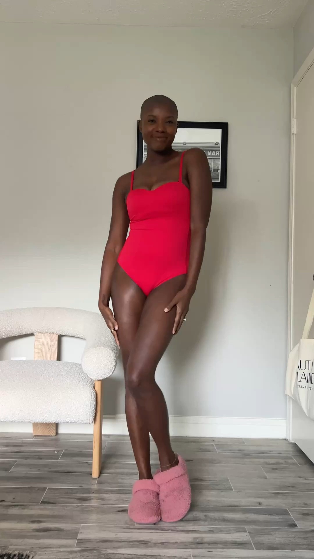 Summer beach outfit! Red one piece swimsuit, blue and white striped button up shirt with tie back, black linen shorts and black kitten heel sandals.

#LTKgrwm #LTKootd #LTKSwim