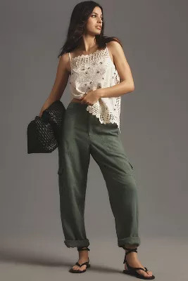 Pilcro Slim Linen Beach Cargo Pants | Anthropologie (US)