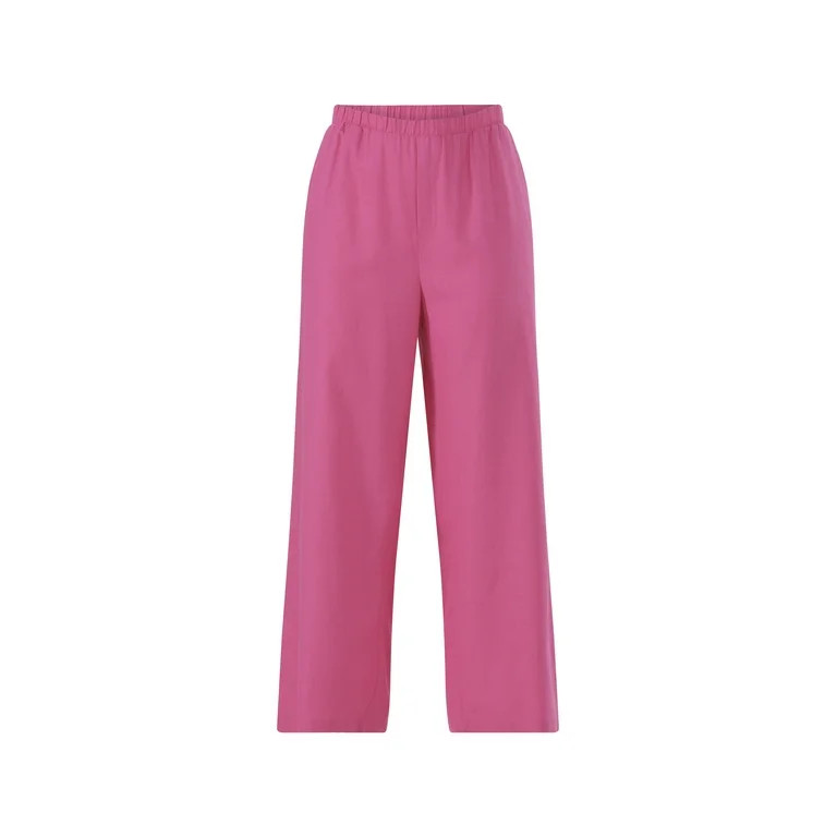 Scoop Women's Linen Blend Wide Leg Pants, 32" Inseam, Sizes XS-4X | Walmart (US)