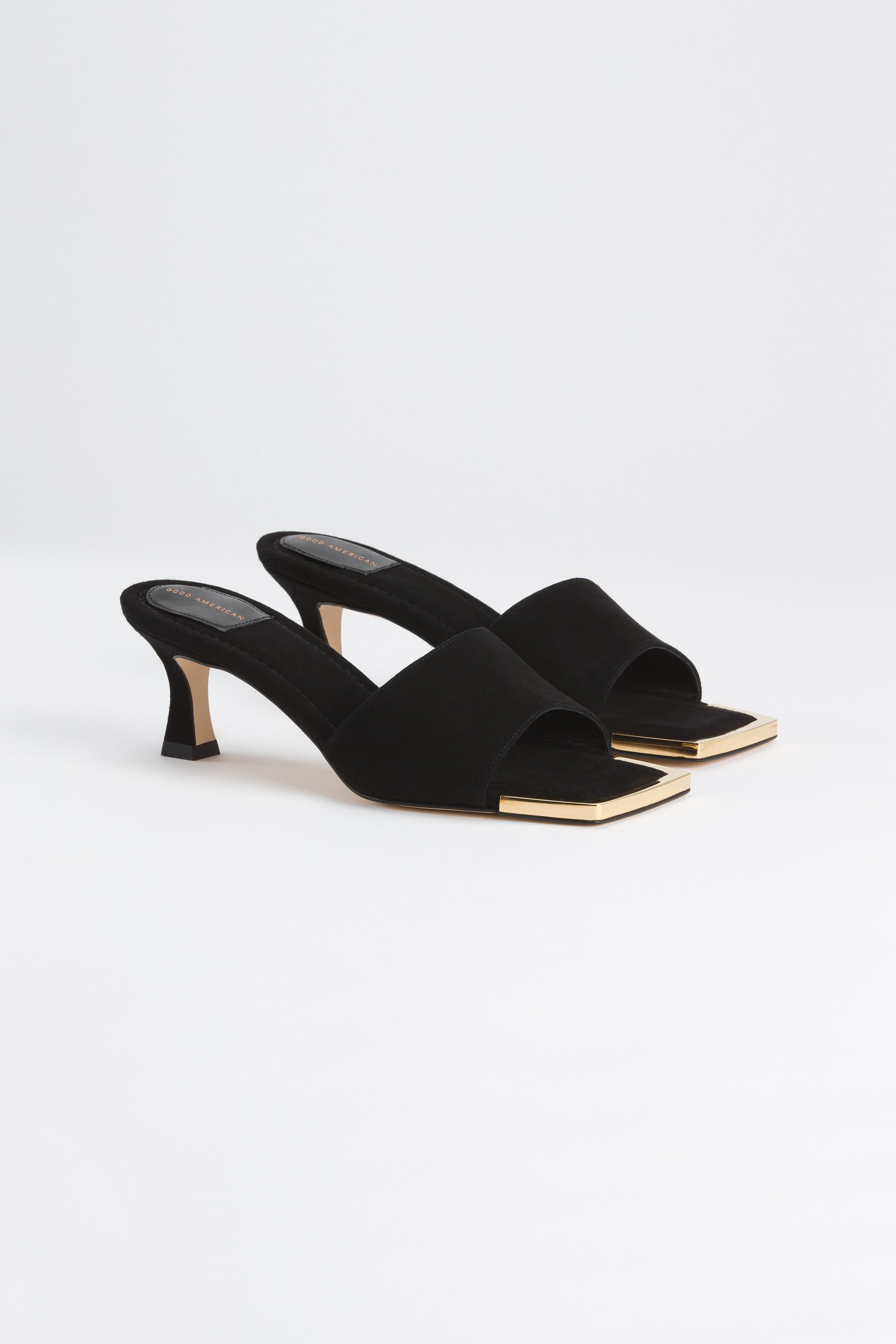 STANDOUT SQUARE TOE MULE | SUEDE BLACK001 | Good American