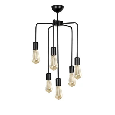 Industrial Black Chandelier, 18.1 in Diameter x 31.9 in Height | Iron Body, 6 x E27 Sockets (Max 40W each) | Modern Solid Color Design, Perfect for Di | Wayfair North America