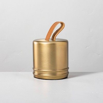 Accented Metal &#38; Leather Doorstopper Brass Finish - Hearth &#38; Hand&#8482; with Magnolia | Target
