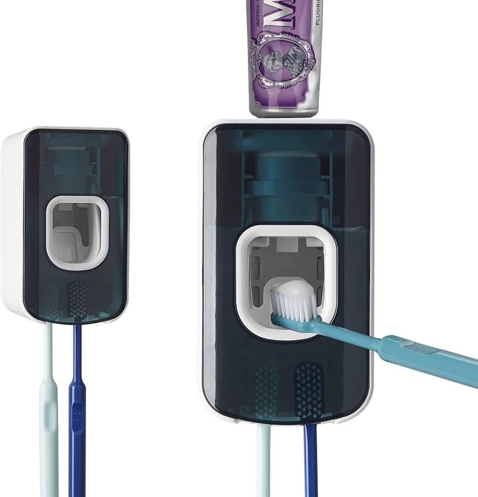 2 Slot Toothbrush Holder and Toothpaste Dispenser Wall Mounted, Automatic Toothpaste Squeezer, 2 ... | Amazon (US)