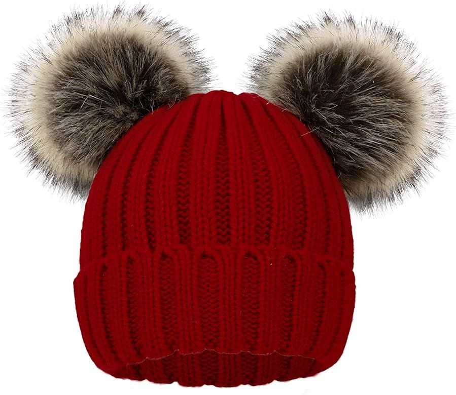 Simplicity Warm Kids Boys Girls Winter Hat with Pompom Ears Elastic Knitted Toddler Beanie Hats f... | Amazon (US)
