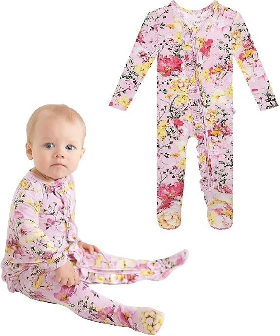 Posh Peanut Footie Pajamas for Baby Girls, Soft Viscose from Bamboo | Amazon (US)