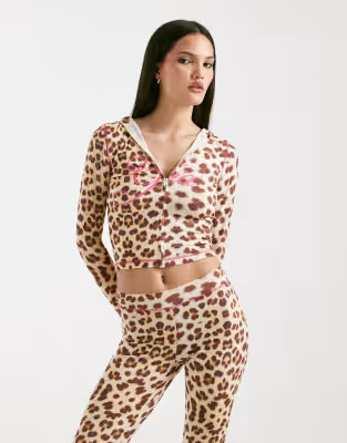 I.AM.GIA Blare logo contrast stitch zip up hoodie in leopard - part of a set | ASOS (Global)