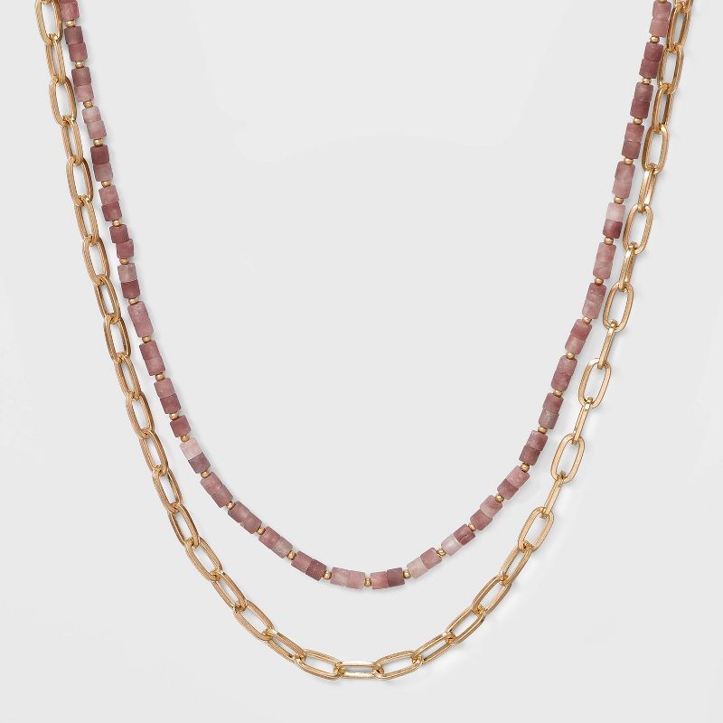 16 & 17" Semi-Precious Layered Necklace - Universal Thread™ | Target