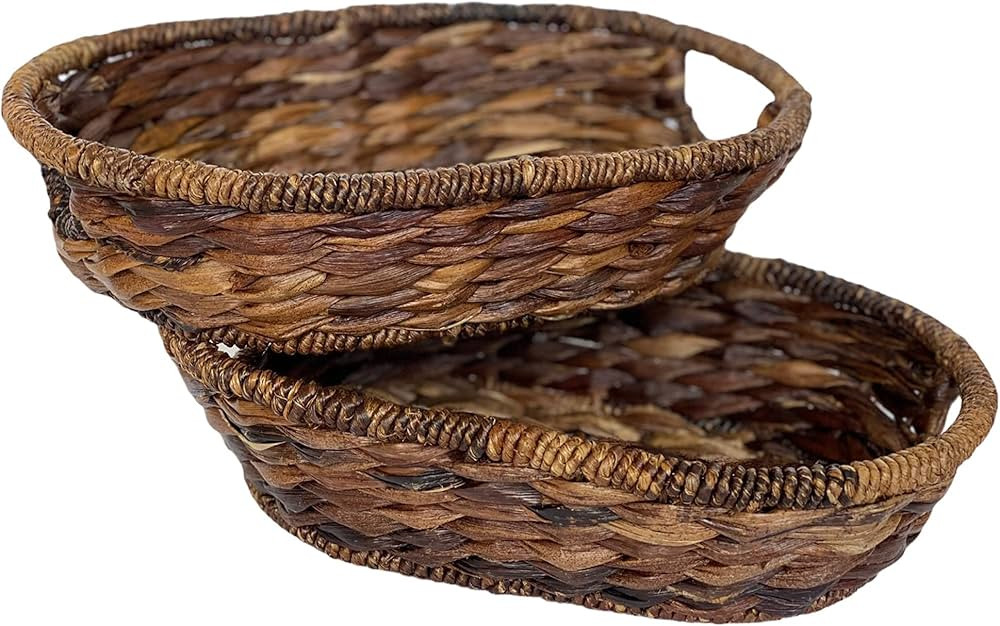 Basket, Decorative Oval Set of 2 for Serving, Storage, Bread Basket for Table, Kitchen Counter, B... | Amazon (US)