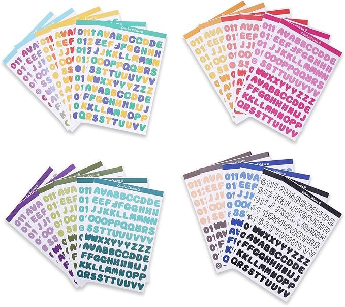 2400 Pieces Small Colorful Vinyl Letter Stickers, 24 Sheets Self Adhesive Mini Alphabet Stickers,... | Amazon (US)