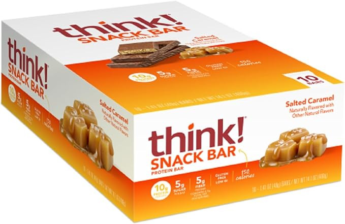 think! Salted Caramel Protein Bars, High Fiber, No Artificial Sweeteners, Gluten-Free Snack, 1.4 ... | Amazon (US)