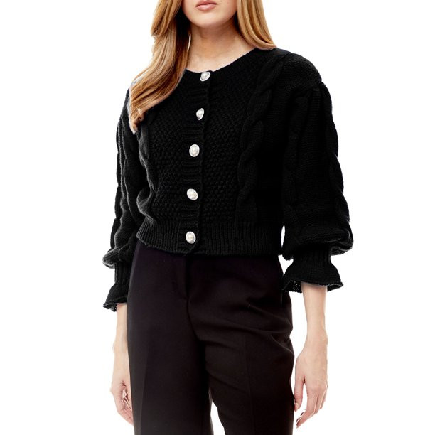 Rich and Famous Women's Alpine Cable Cardigan Sweater - Walmart.com | Walmart (US)