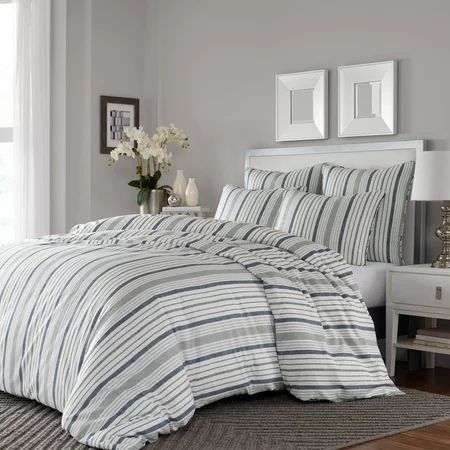 Stone Cottage Contemporary 230 Thread Count Blue Gray Stripes Polyester Duvet King | Walmart (US)