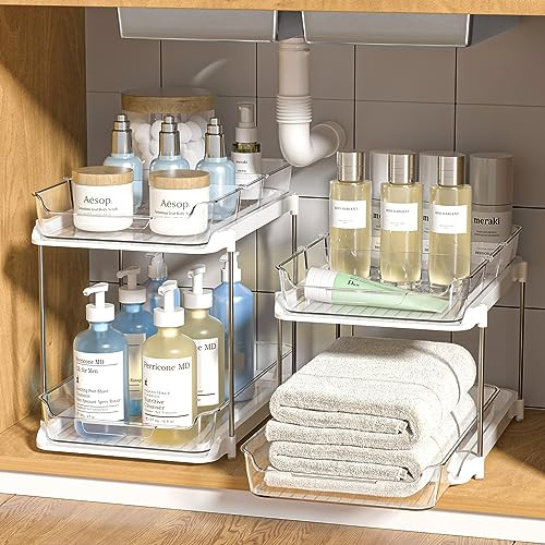 Delamu 2 Sets of 2-Tier Multi-Purpose Bathroom Under Sink Organizers and Storage, Stackable Kitch... | Amazon (US)