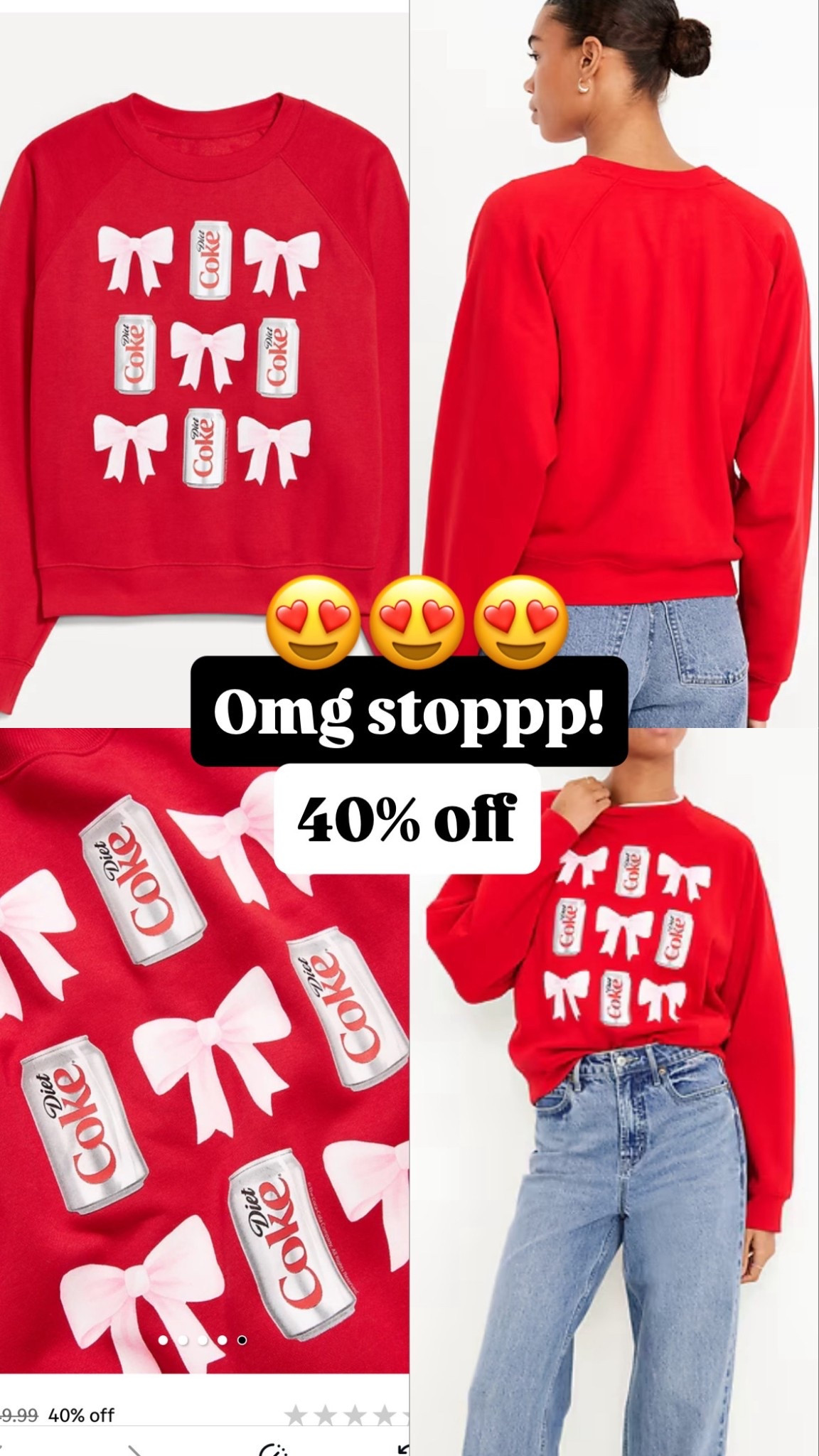 Ordering this immediately!!! Diet cokes and bows 40% off now! RUN!!!

Old navy
