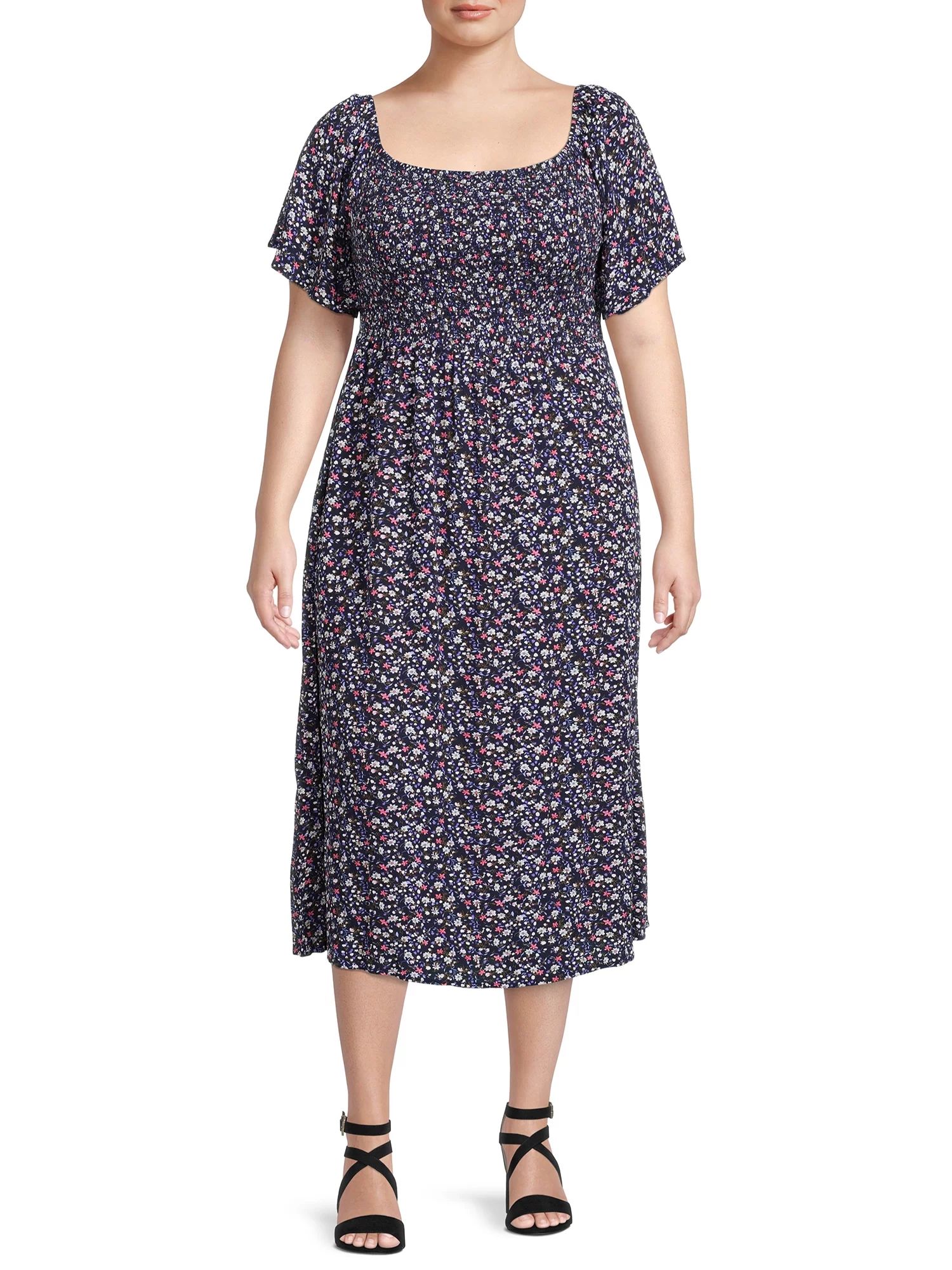 Gray by Grayson Social Women's Plus Size Smocked Floral Dress | Walmart (US)