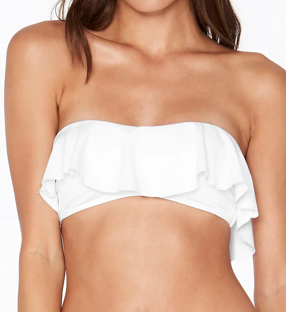 L Space LSLYT18 Ruffles Lynn Bandeau Swim Top (White S) | HerRoom